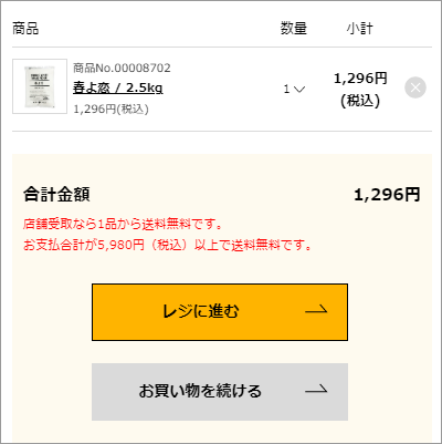 購入手続きへの進み方の説明